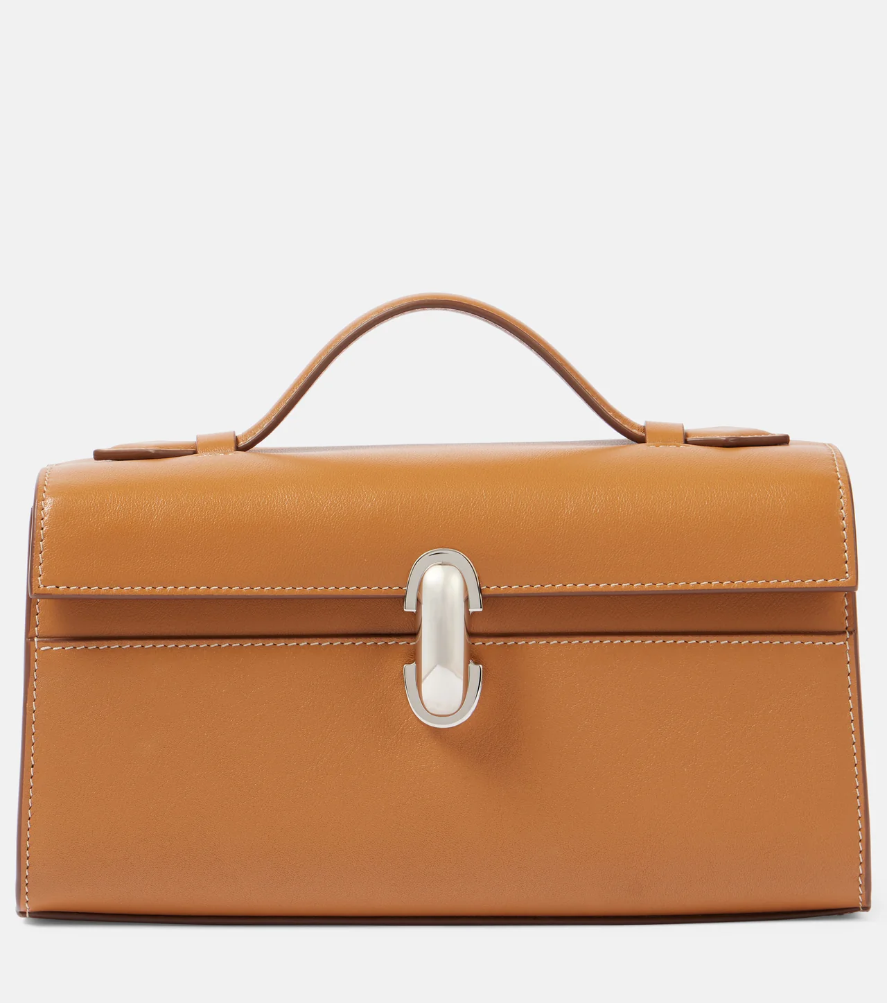 Savette Symmetry Pochette Leather Tote Bag Saddle