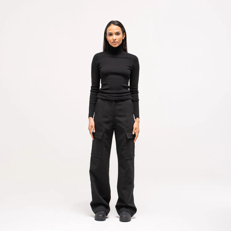 Toteme Knit Long Sleeve Turtleneck Black