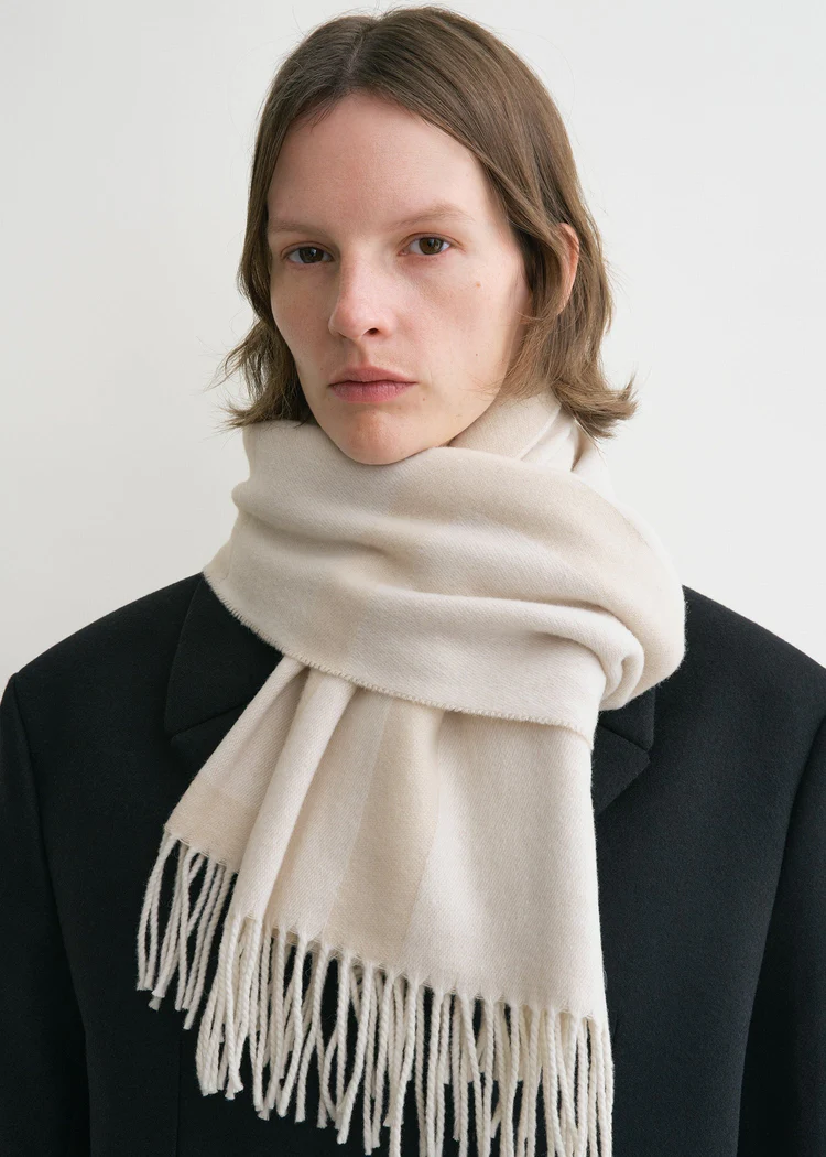 Toteme Monogram Jacquard Wool Scarf Bone