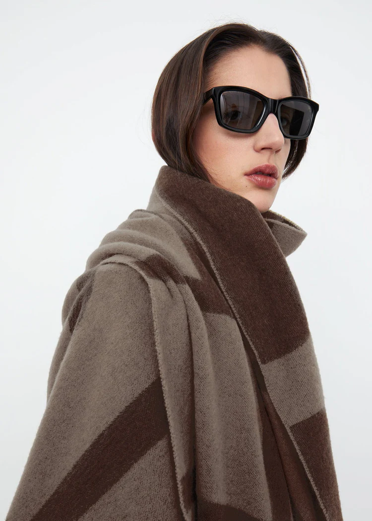 Toteme Monogram Jacquard Wool Scarf Dark Beige