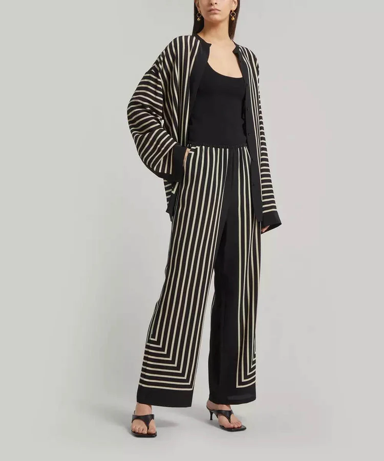 Toteme Monogram Silk Slacks Black