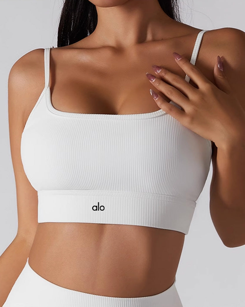 Alo Yoga Ribbed Top White
